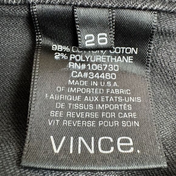 Vince Jeans Womens 26 x 26 Black Stone Wash Skinny Flap Button Pockets Mid-Rise - Picture 16 of 16